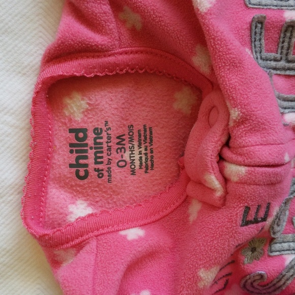 carter's little sister fleece 2-way zipper footie sleeper pajamas 3 months baby - Picture 3 of 6